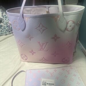 Louis Vuitton Pink and White Monogram Tote